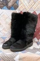 80s CRISTINA CALF HAIR REAL FUR SNOW BOOTS (BLK)