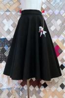 50s ZEBRA APPLIQUE WOOL FELT CIRCULAR SKIRT (BLK)