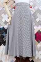 40s-50s HOUNDSTOOTH FLARE LONG SKIRT (NVY/WHT)