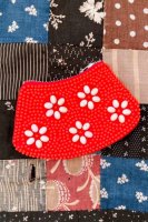 DEAD STOCK 60s CORDUROY FLOWER BEADED COIN PURSE (RED/WHT)
