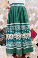 60'S GUATEMALA EMBROIDERED LONG SKIRT (GRN/WHT)