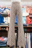 70s eccobay CHECK STRETCH FLARE PANTS (BEIGE/BRN)