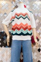 DEAD STOCK 60s-70s ZIG ZAG CROCHET SUMMER KNIT TOPS (WHT/PNK/BRN/GRN) 