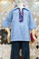 DEAD STOCK 70s GUATEMALA EMBROIDERED ROLL SLEEVE TOPS (H.BLE)