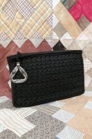 40s CROCHET CORD CLUTCH BAG WITH TWIST LUCITE CHARM (BLK) 