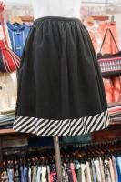 1910s- COTTON BATHING SUIT SKIRT DIAGONAL STRIPE HEM (BLK/WNT)