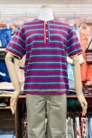 60s HENLEY NECK BORDER TOPS (RED/BLE/GRN/YLW)