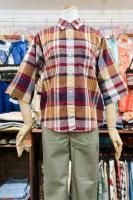 60s Lady Archdale MADRAS CHECK ROLL SLEEVE B.D SHIRTS (WHT/PLM/NVY)