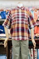 60s Lady Archdale MADRAS CHECK ROLL SLEEVE B.D SHIRTS (WHT/PLM/NVY)