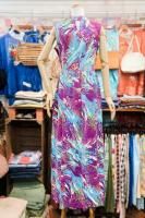 60s PSYCHEDELIC BOTANICAL PRINTED SLEEVELESS DRESS (TQ/PPL)
