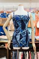 DEAD STOCK 50s Alfred Shaheen BATIK PRINTED SWIMSUIT (NVY/BLE/S.BLE)
