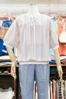 80s LACE UP STRIPE MESH TOP (MULTI/ MADE IN USA)
