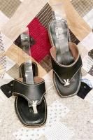 70s KINO FAKE LEATHER THONG SANDALS (BLK)