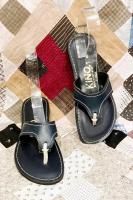 70s KINO FAKE LEATHER THONG SANDALS (NVY)