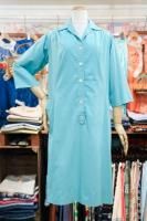 60s OPEN COLLAR ROLL SLEEVE SHIRT DRESS (P.M.GRN)