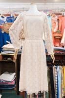 80s FLOWER LACE SQUARE NECK SHEER SLEEVE DRESS (P.PNK)