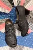 40s GABARDINE PEEP TOE HEEL OXFORD SHOES (BLK)