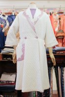 60s SHAWL COLLAR QUILTING GOWN (WHT/PPL)