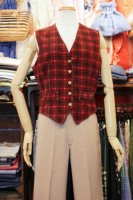 40s-50s CHECK CORDUROY VEST (RED/BLK)