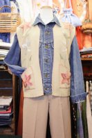 40s-50s FLOWER EMBROIDERED MEXICAN VEST (IVY/PNK/GEN/WHT)