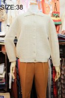 DEAD STOCK 60s-70s WIDE COLLAR KNIT CARDIGAN (W.BEIGE) 