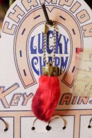 VINTAGE 50s RABBIT FOOT LUCKY CHARM KEY CHAIN (RED/MADE IN USA)