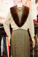 50s RICHARD-DONALD MINK FUR COLLAR CASHMERE CARDIGAN (L.BEIGE) 