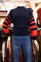40s-50s Jantzen MOCK NECK STRIPE DOLMAN SLEEVE SWEATER (RED/NVY)