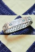 VINTAGE 40s-50s SWEETHEART STERLING ID PLATE TYPE STRETCH EXPANSION BRACELET (SLV)