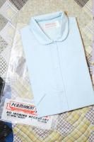 DEAD STOCK 60s PERMANENT PRESS TRIM ROUND COLLAR ROLL SLEEVE SHIRTS (SAX)