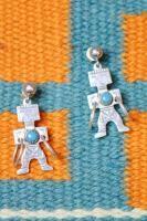 VINTAGE FRED HARVEY ERA KACHINA TURQUOISE SILVER PIERCED EARRINGS
