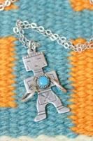 VINTAGE FRED HARVEY ERA KACHINA TURQUOISE SILVER PENDANT NECKLACE