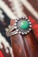 VINTAGE 50s FRED HARVEY ERA BELL TRADING DROP EDGE TURQUOISE SILVER RING