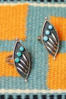 DEAD STOCK ZUNI SHADOW BOX PETIT POINT TURQUOISE SILVER RING