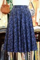 50s Rattet & Jon BUTTERFLY BATIK PRINTED COTTON CIRCULAR SKIRT (BLK/BLE)