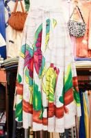 50s BUTTERFLY HAND PAINTED MEXICAN CIRCULAR SKIRT (WHT/CCA/GRN/PLM/BRN)