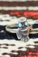 VINTAGE NAVAJO OWL TURQUOISE SILVER RING