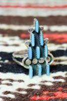 DEAD STOCK ZUNI NEEDLE POINT TURQUOISE SILVER RING