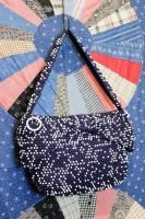 VINTAGE 40s-50s Lumured CAVIAR BEADETTE BOW HANDBAG (NVY/WHT) 