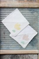 VINTAGE FLOWER APPLIQUE EMBROIDERED HANDKERCHIEF