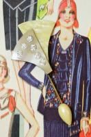 ART DECO 1920s-30s CELLULOID RHINESTONE HAT STICK PIN BROOCH (GINKGO)