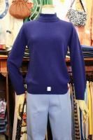 DEAD STOCK 60s Scotch English MOCK NECK PLAIN KNIT SWEATER (BLE)