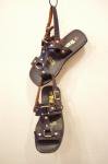 DEAD STOCK 70'S TIRE SOLE FAKE LEATHER STRAP SANDAL(D.BRN)