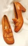70'S Town & Country KILT RIBBON HEEL LOAFER PUMPS (MADE IN BRAZIL/R.BRN)