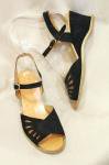 70'S SUEDE ANKLE STRAP WEDGE SANDAL (MADE IN ITALY/BLK)