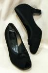 40'S PEEP TOE SUEDE PUMPS (BLK)