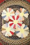 VINTAGE FEEDSACK FABRIC DORESDEN PLATE QUILT TOP PIECES (2)