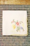 VINTAGE FLOWER & BUTTERFLY EMBROIDERED HANDKERCHIEF (WHT/RED/PNK/YLW/GRN)