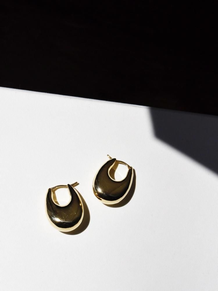 R.ALAGAN SMALL PUFFY HOOPS /GOLD - n e p