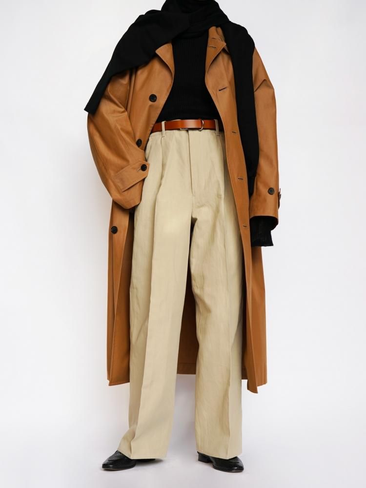 Ernie Palo LONG SOUTIEN COLLAR COAT / BEIGE